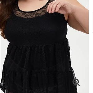BLACK LACE TIERED BABYDOLL TUNIC TANK